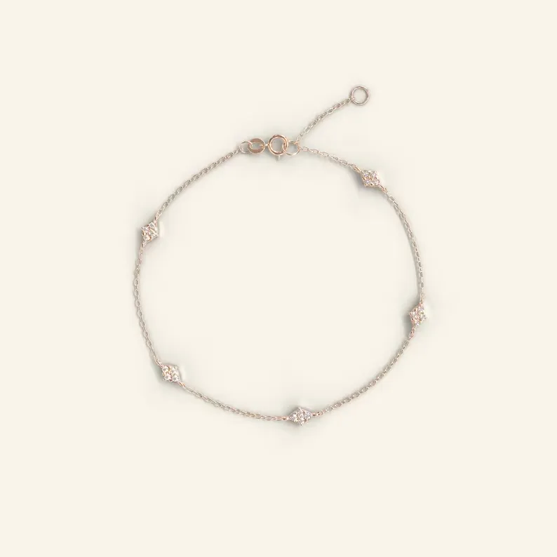 0.048CT Natural Diamond Double Sided Bracelet