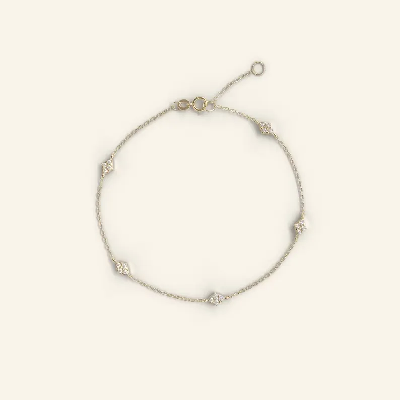0.048CT Natural Diamond Double Sided Bracelet