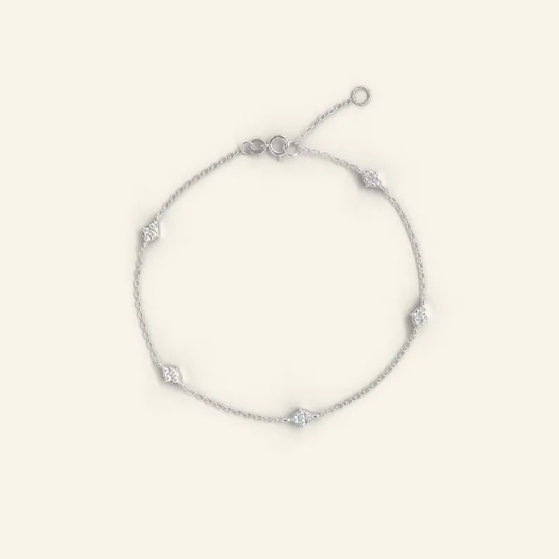 0.048CT Natural Diamond Double Sided Bracelet
