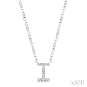 1/20 ctw Initial 'I' Round Cut Diamond Pendant With Chain in 14K White Gold