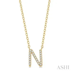 1/20 ctw Initial 'N' Round Cut Diamond Pendant With Chain in 14K Yellow Gold