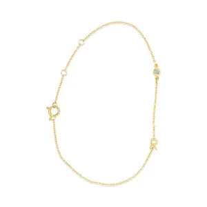 14 Karat Gold Initial and Diamond Bracelet