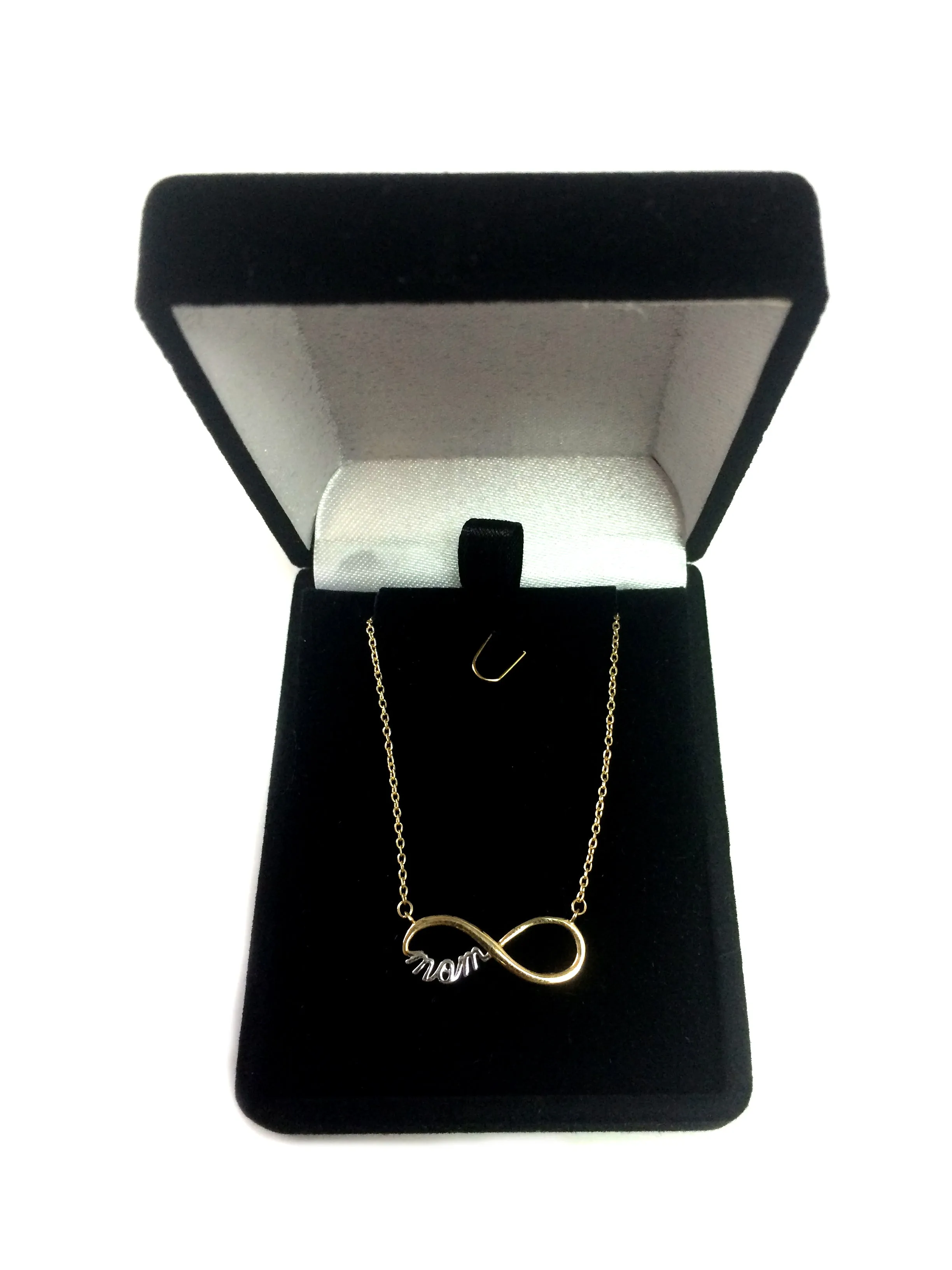 14k 2 Tone Gold Infinity Pendant With Script Mom Necklace, 18"