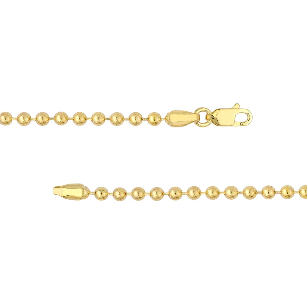 14k Beaded Chain Bracelet, 7.5"