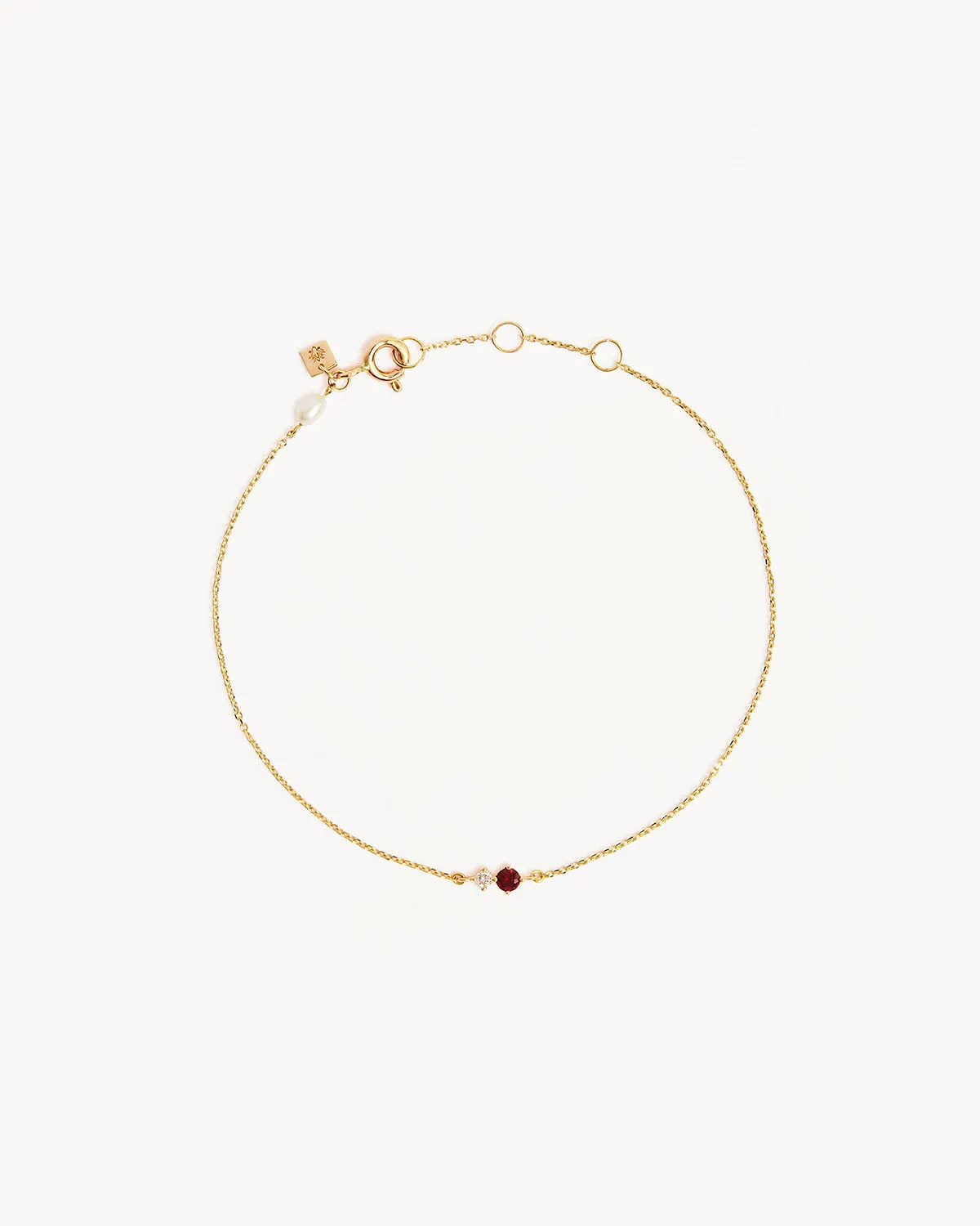 14k Solid Gold Magic Within Birthstone Diamond Bracelet - January - Garnet