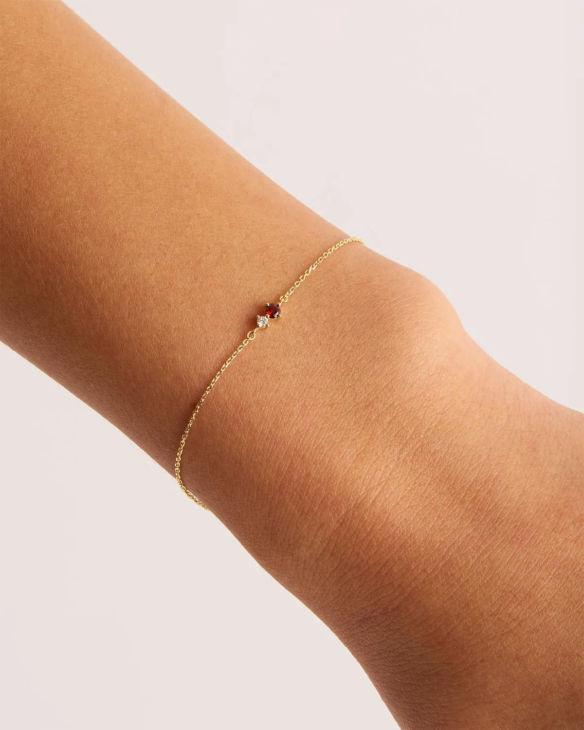 14k Solid Gold Magic Within Birthstone Diamond Bracelet - January - Garnet