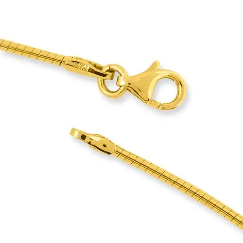 14KT GOLD 1.4MM ROUND OMEGA NECKLACE - 16 INCHES