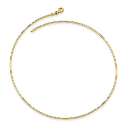 14KT GOLD 1.4MM ROUND OMEGA NECKLACE - 16 INCHES