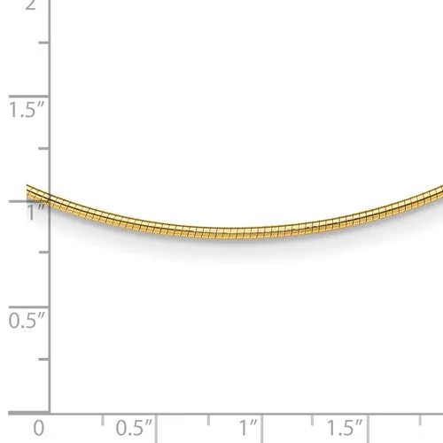 14KT GOLD 1.4MM ROUND OMEGA NECKLACE - 16 INCHES