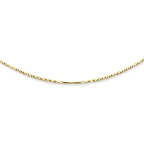 14KT GOLD 1.4MM ROUND OMEGA NECKLACE - 16 INCHES