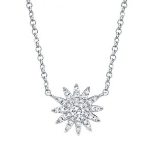14KT GOLD .15 CTW DIAMOND SUN BURST PAVE NECKLACE