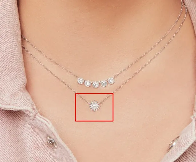 14KT GOLD .15 CTW DIAMOND SUN BURST PAVE NECKLACE