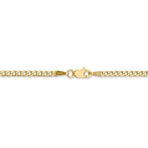 14KT GOLD 2.5MM SEMI SOLID CURB CHAIN NECKLACE - 4 LENGTHS