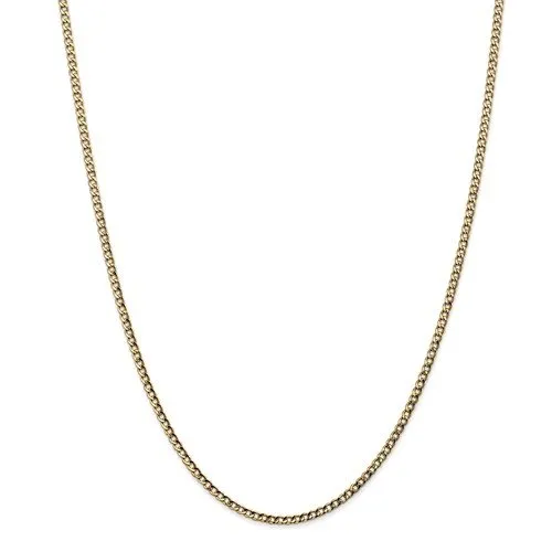 14KT GOLD 2.5MM SEMI SOLID CURB CHAIN NECKLACE - 4 LENGTHS