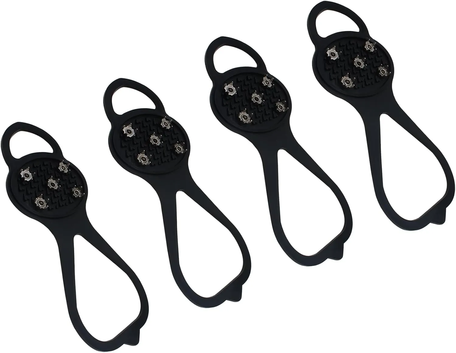 2 Pairs Non Slip Gripper Spikes Black Anti Slip Traction Cleats Ice Grippers with 10 Steel Studs for Walking On Ice and Snow
