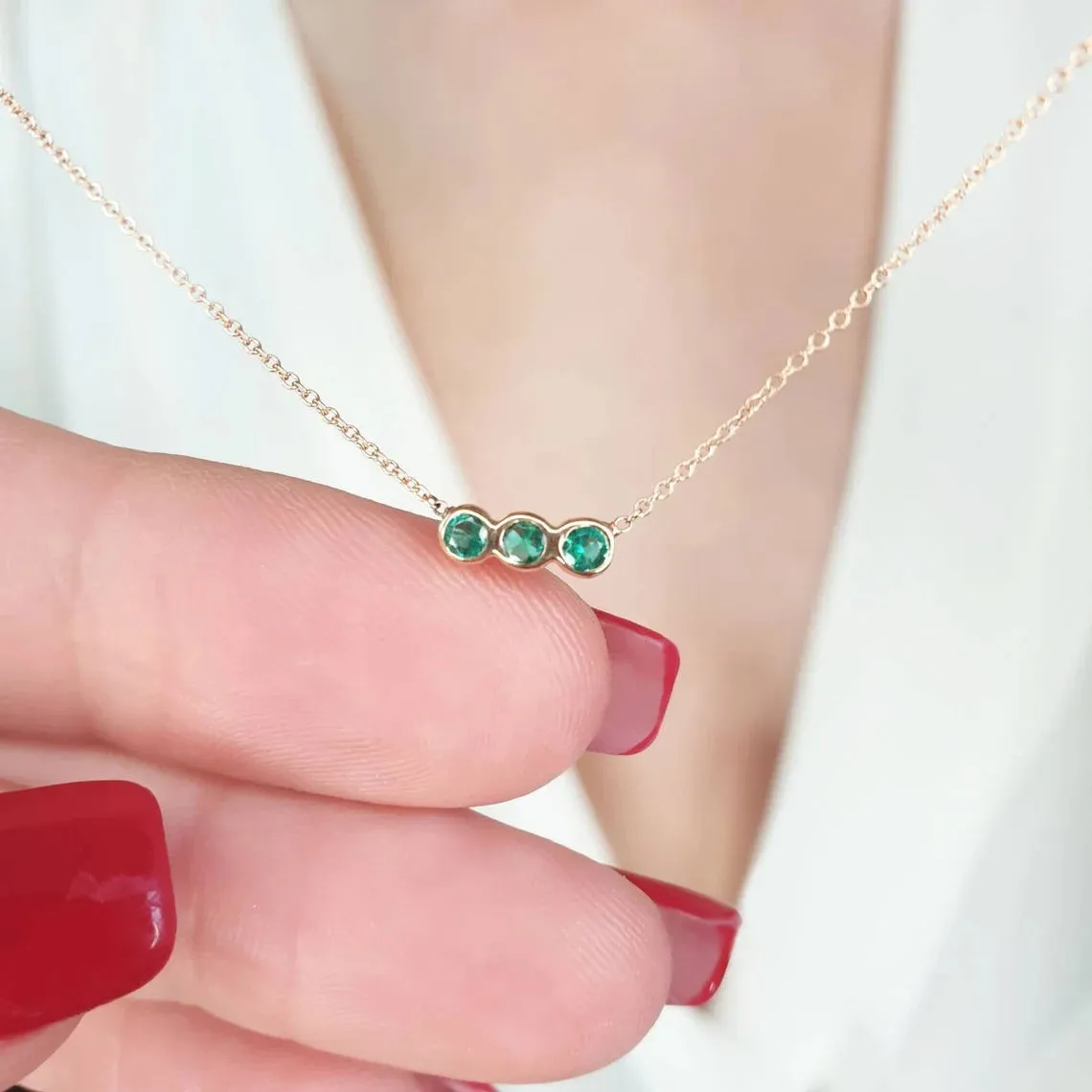 3 emerald necklace