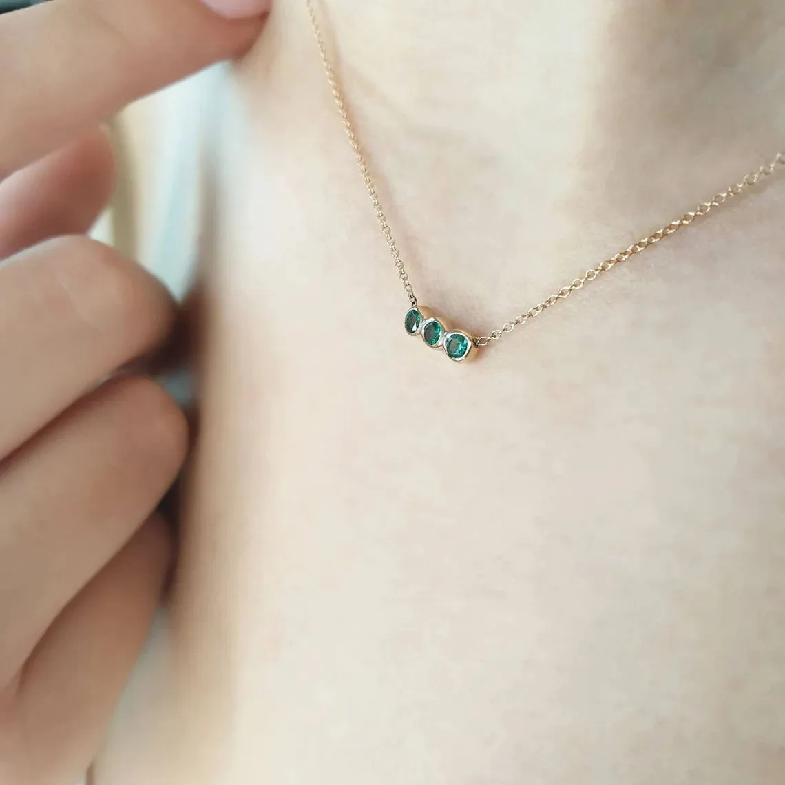 3 emerald necklace