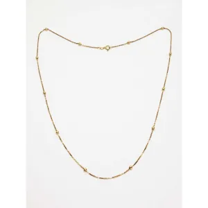 3.4mm Bead Station Thin Box Chain Necklace 14k Gold 24" Long