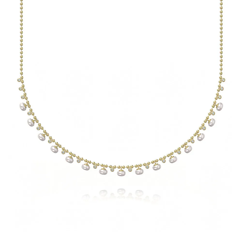 925 Silver Round Pearl Bead Necklace
