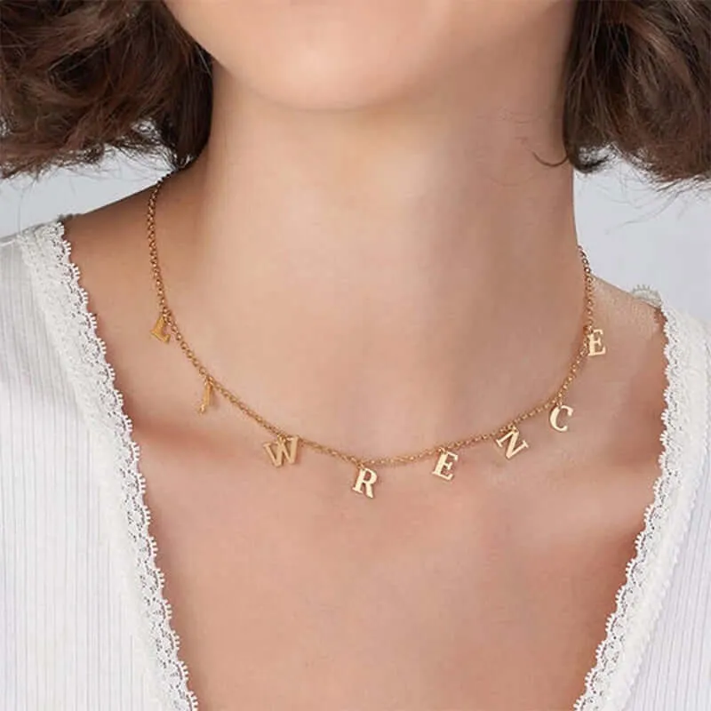 925 Sterling Silver Cross-Border Personalized Initial Name Necklace