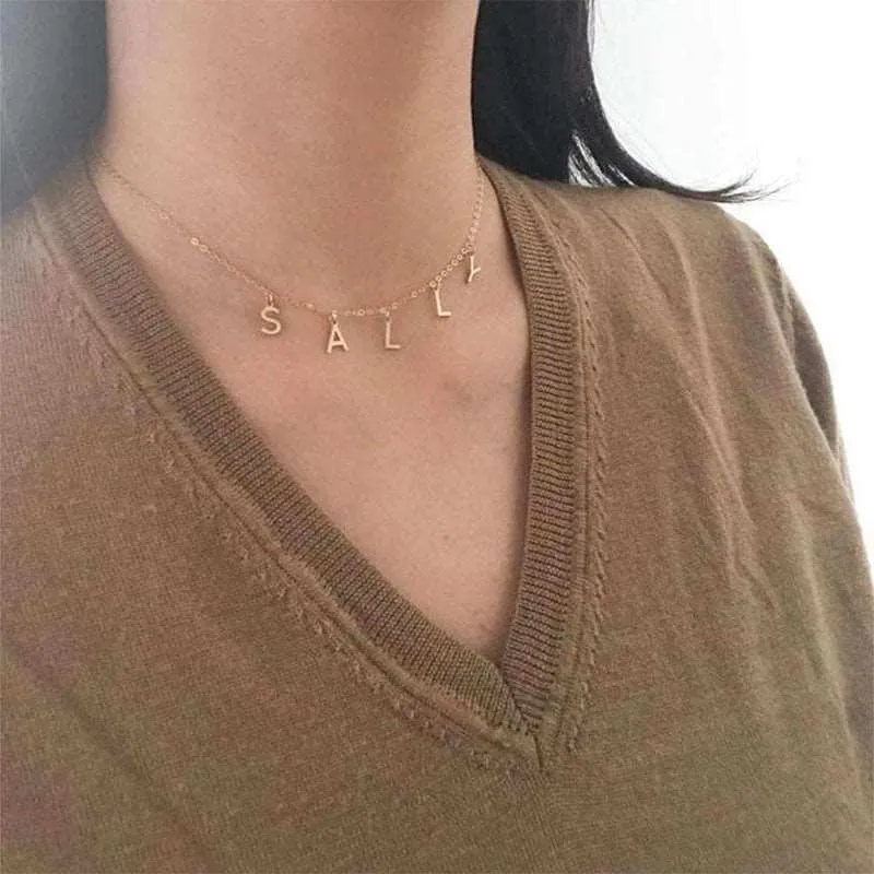 925 Sterling Silver Cross-Border Personalized Initial Name Necklace