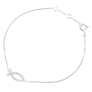 9ct White Gold Diamond Dolphin Bracelet