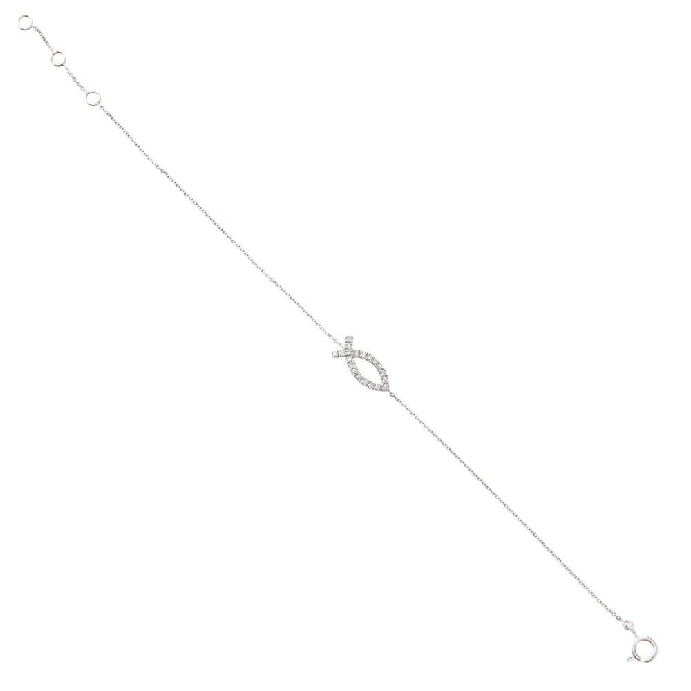 9ct White Gold Diamond Dolphin Bracelet