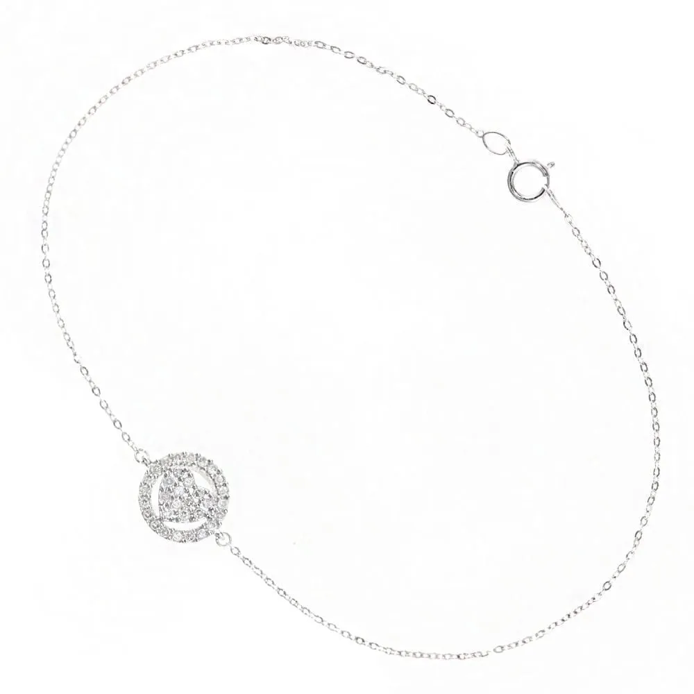 9ct White Gold Diamond Heart Bracelet