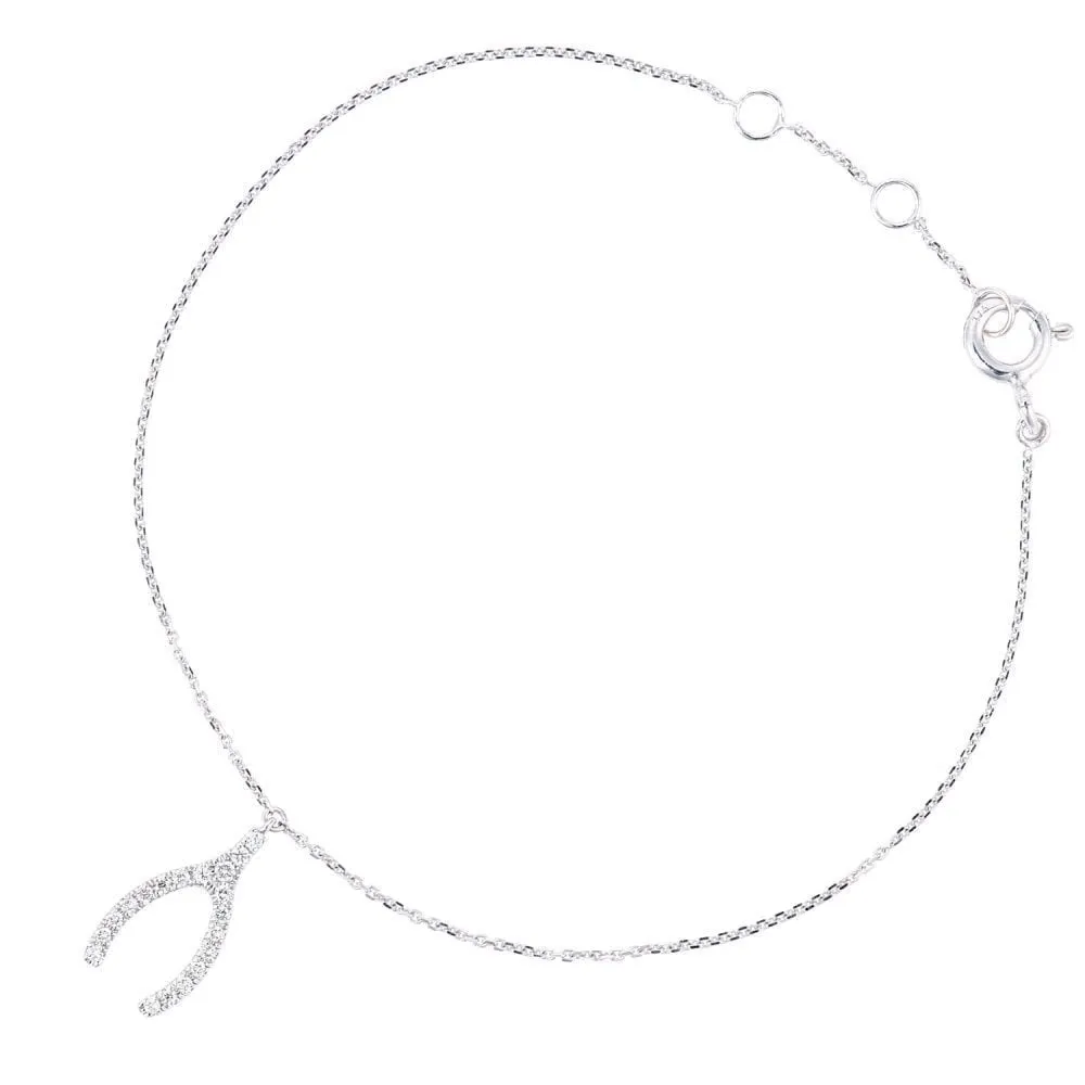 9ct White Gold Diamond Horseshoe Bracelet