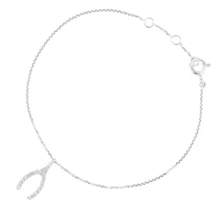 9ct White Gold Diamond Horseshoe Bracelet