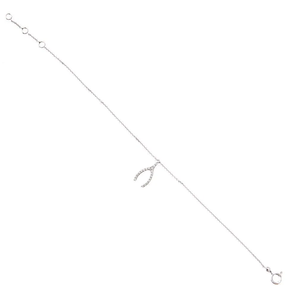 9ct White Gold Diamond Horseshoe Bracelet