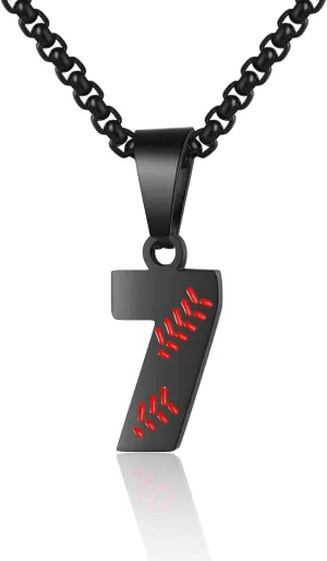 AIAINAGI Baseball Number Necklace - Stainless Steel Chain Pendant for Men Athletes 00-99 Jersey Number Gift