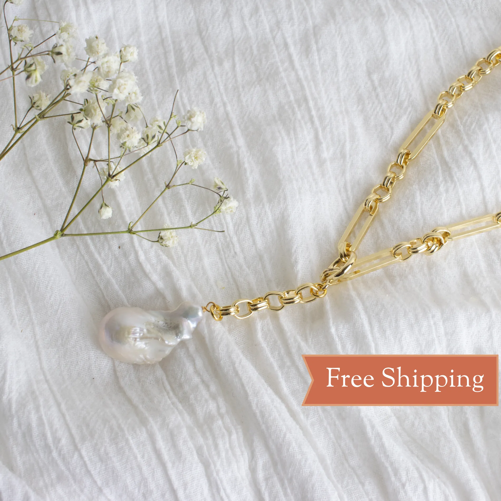 Amari Baroque Drop Necklace