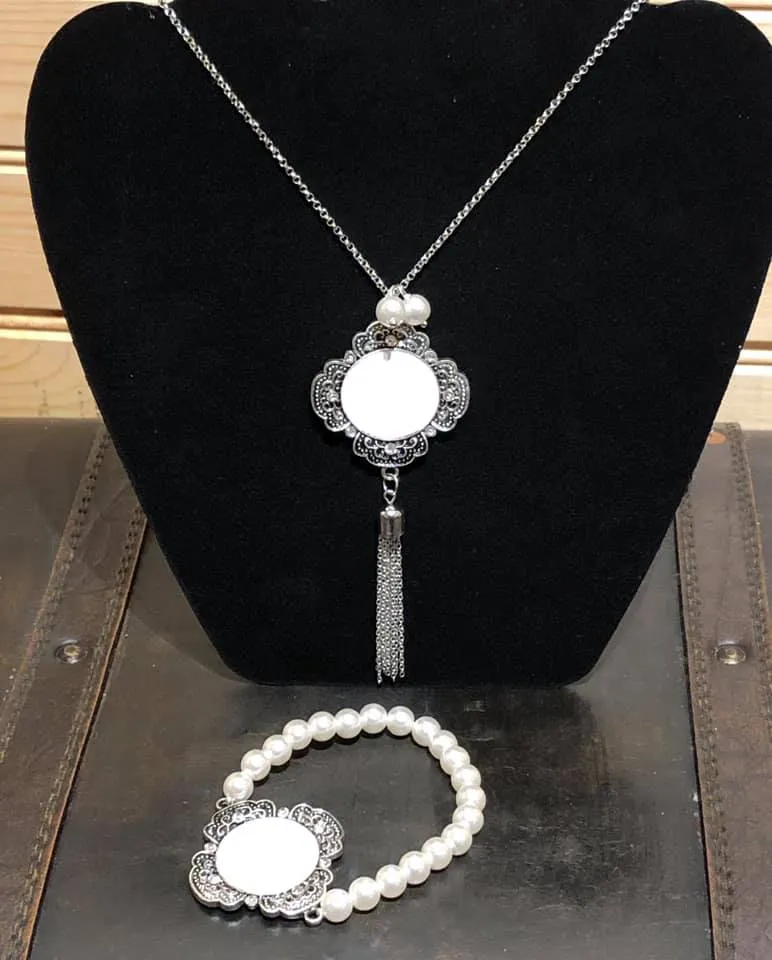 Antique Look Pearl Monogram Necklace