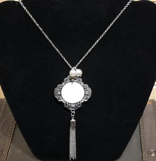 Antique Look Pearl Monogram Necklace