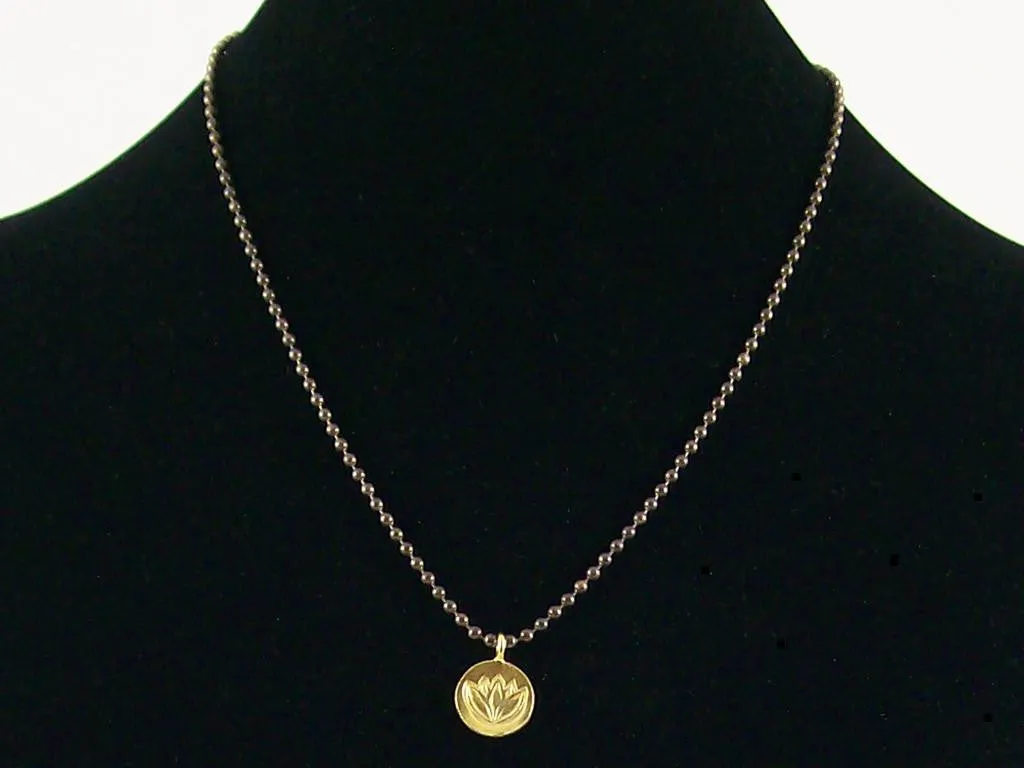 Antiqued ball chain with Hill tribe lotus charm (Web-161)