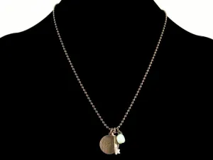 Antiqued ball chain with stampings and amazonite pebble (Web-153)