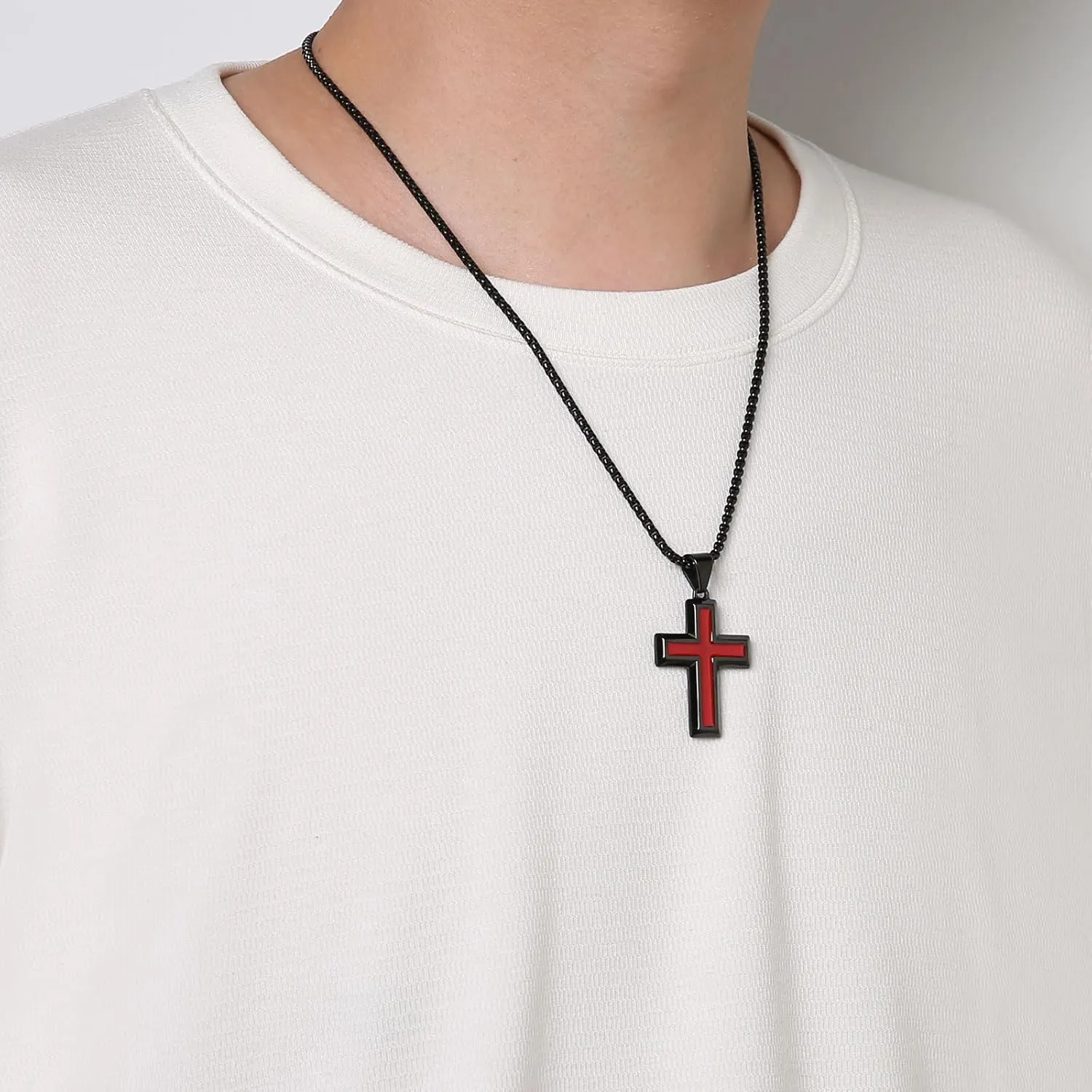 AsAlways Cross Necklace for Men Women High Polished Stainless Steel Small Cross Pendant Christian Faith Jewelry Gift
