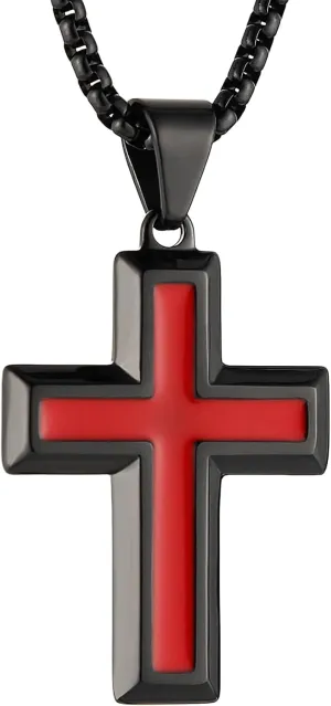 AsAlways Cross Necklace for Men Women High Polished Stainless Steel Small Cross Pendant Christian Faith Jewelry Gift