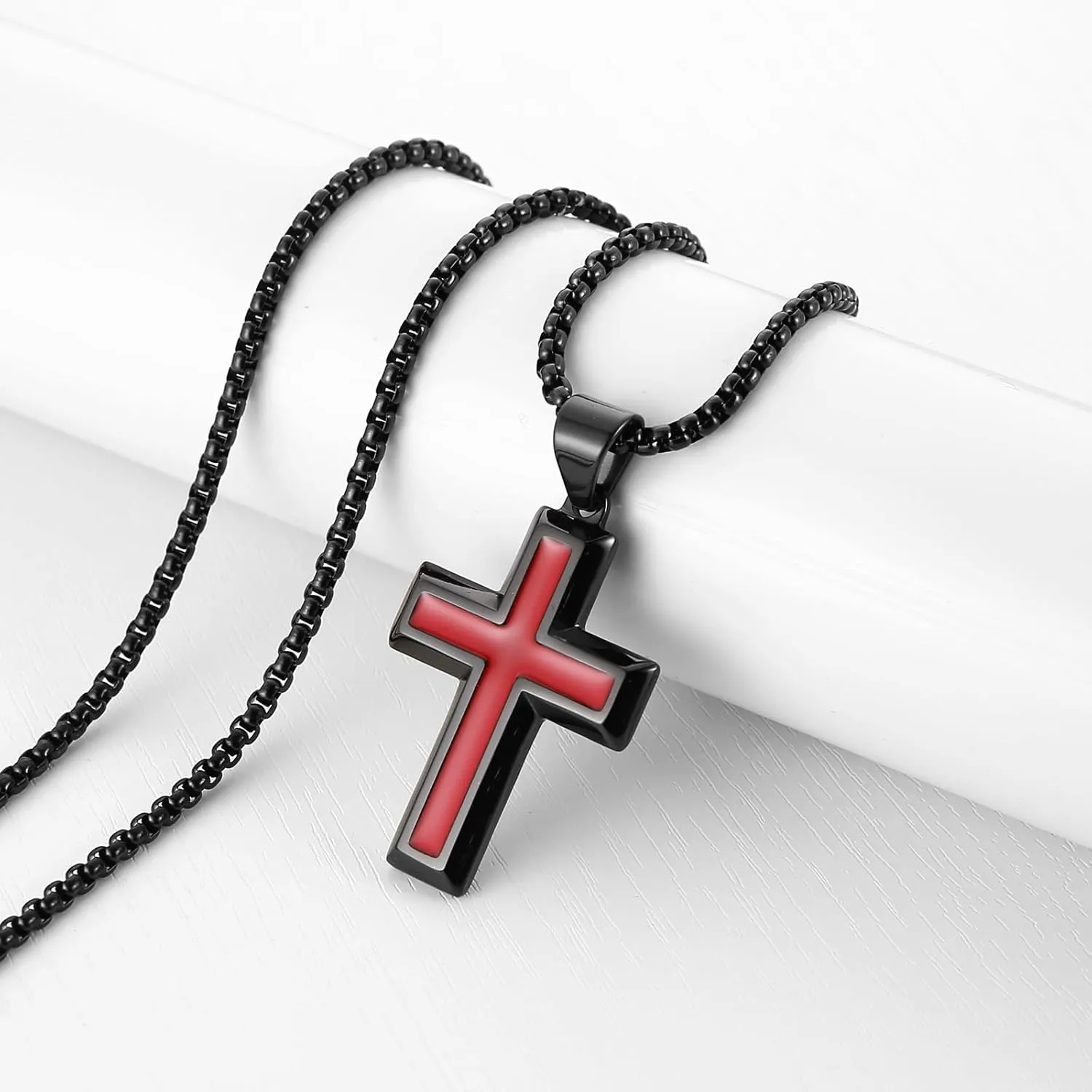 AsAlways Cross Necklace for Men Women High Polished Stainless Steel Small Cross Pendant Christian Faith Jewelry Gift