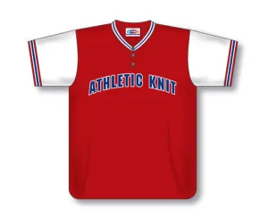 Athletic Knit Custom Made Two Button Baseball Jersey With Knitted Neck And Sleeve Trim