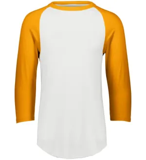 Augusta 2.0 White/Gold 3/4 Sleeve Youth Baseball Tee