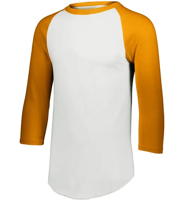 Augusta 2.0 White/Gold 3/4 Sleeve Youth Baseball Tee