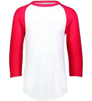 Augusta 2.0 White/Red 3/4 Sleeve Youth Baseball Tee