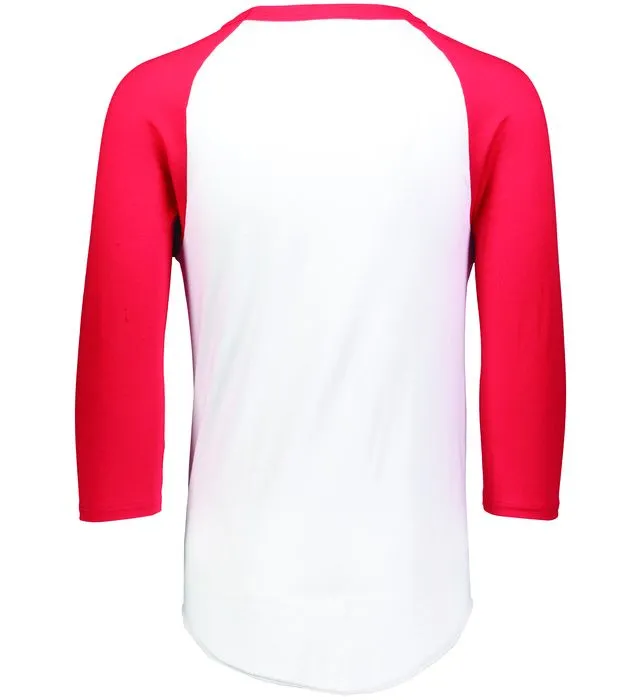 Augusta 2.0 White/Red 3/4 Sleeve Youth Baseball Tee