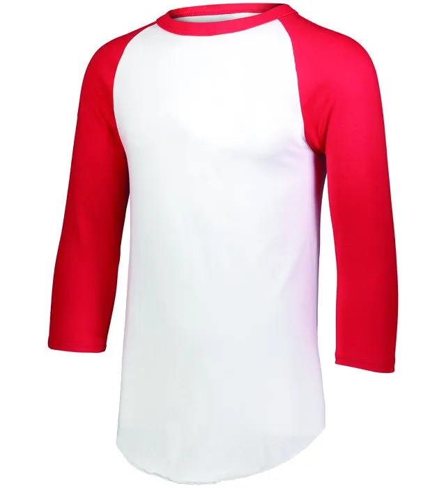 Augusta 2.0 White/Red 3/4 Sleeve Youth Baseball Tee