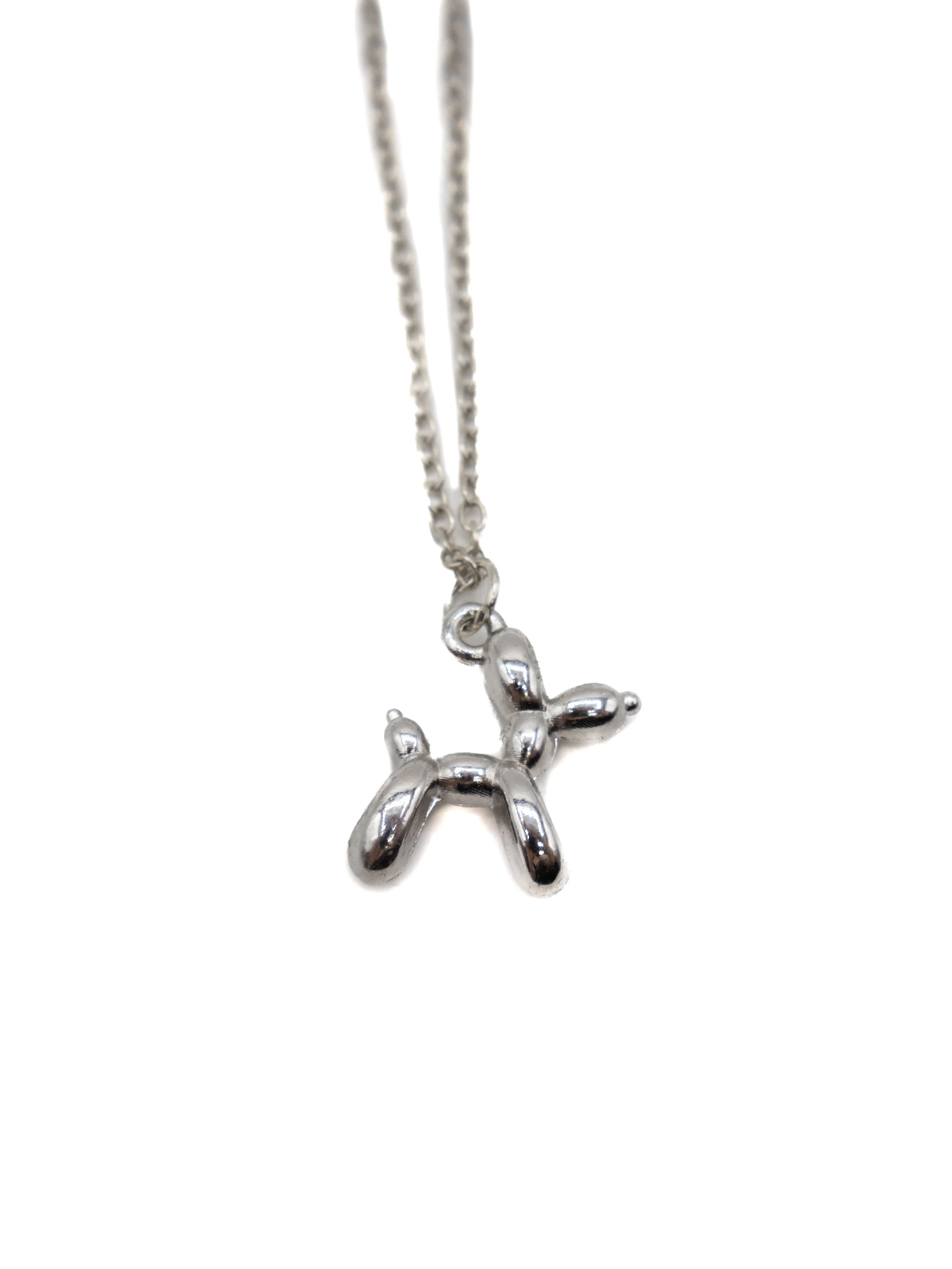 Balloon Dog Charm Necklace- Silver