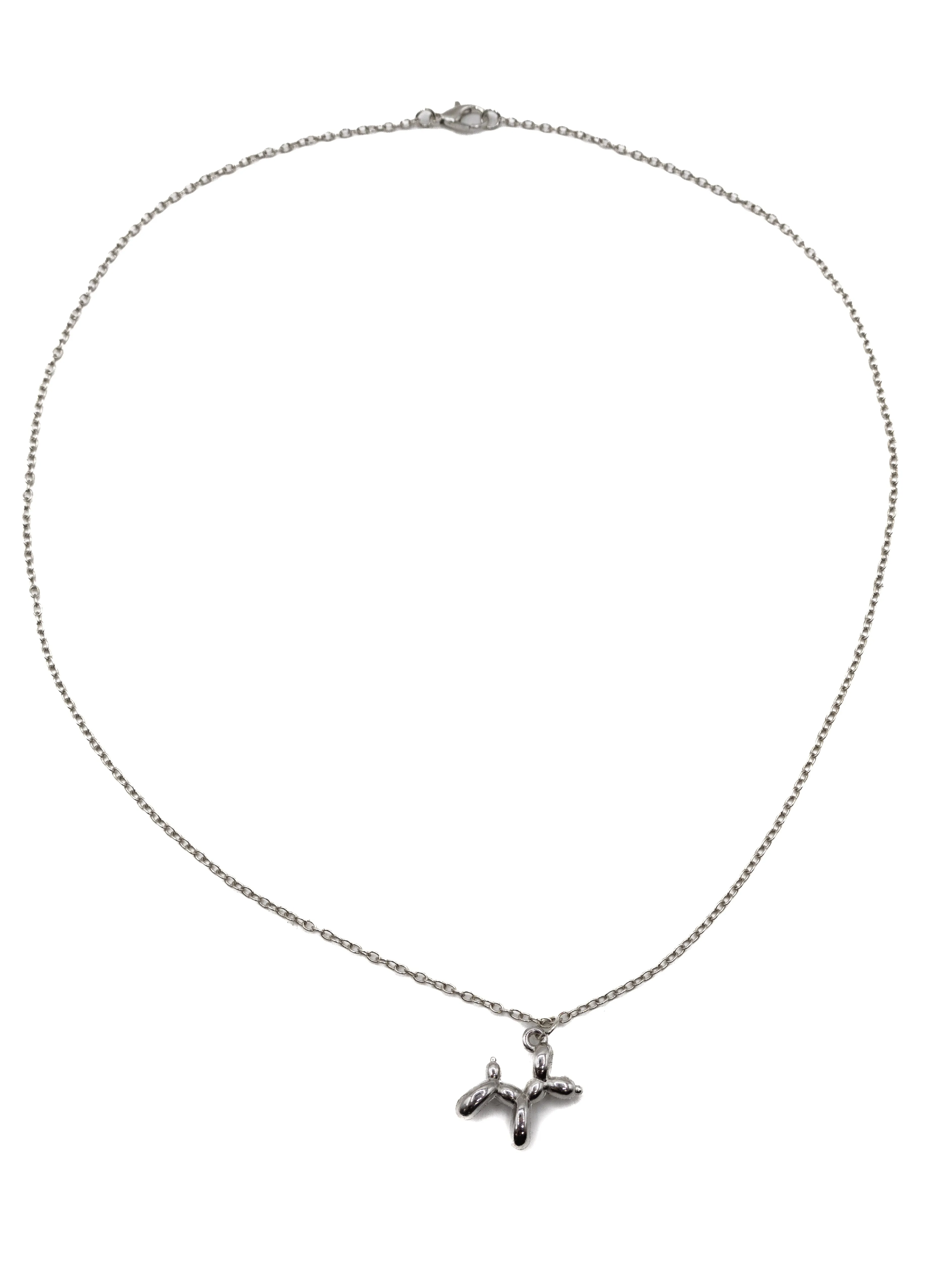 Balloon Dog Charm Necklace- Silver
