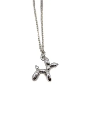 Balloon Dog Charm Necklace- Silver