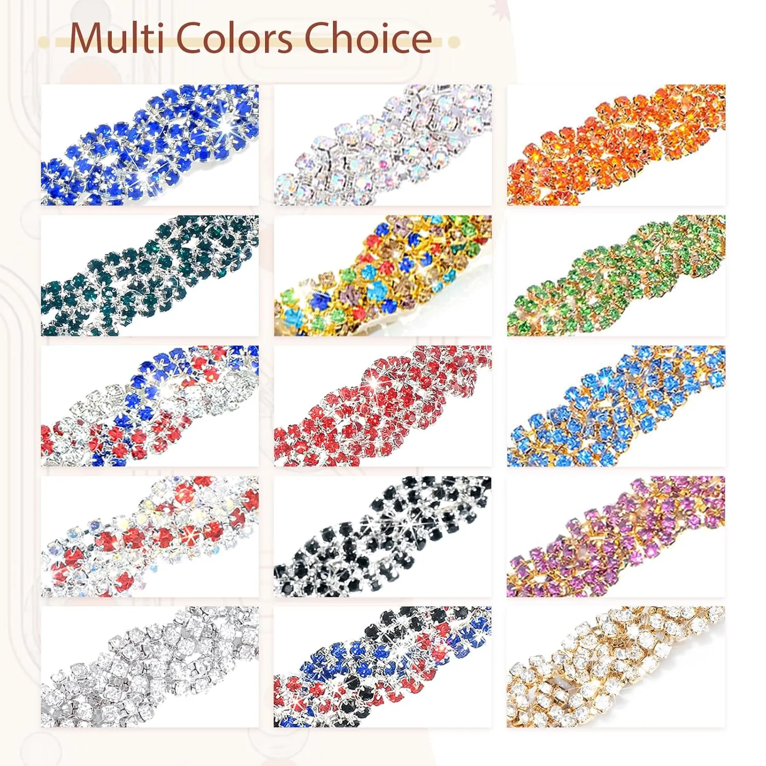 Barode Rhinestone Headband Multicolors Head Chain Jewelry Sparkle Elastic Hairband Forehead Crystal Braided Bands for Women